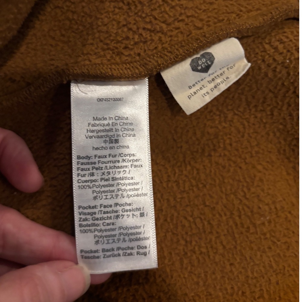 Madewell Sherpa Fleece Half Zip Pullover Brown Blue Quilted Pockets Medium - Picture 6 of 6